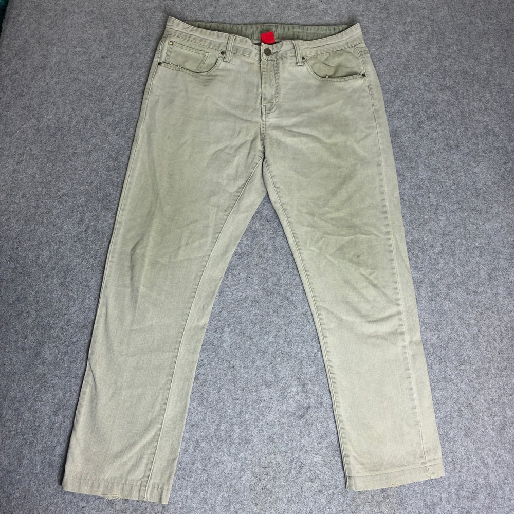 Saks Fifth Avenue Mens 36x29 Slim Straight Khaki Pants Cotton Trousers